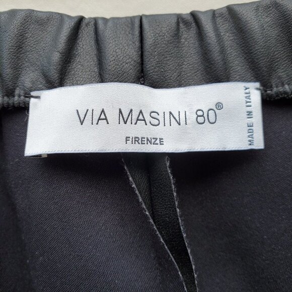 Via Masini 80 Faux Leather Pull on Pants Black Made in Italy Size 44 - Picture 8 of 16